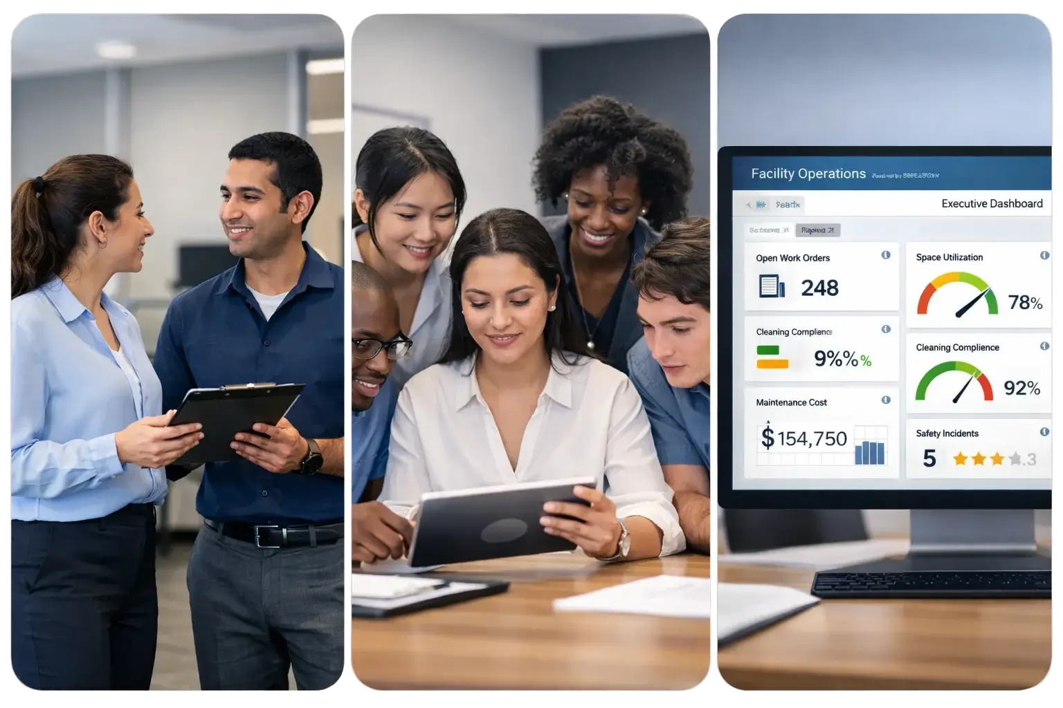 Corporate facilities housekeeping software dashboard