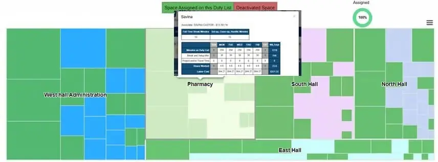 EVS scheduling software dashboard for hospital housekeeping workload optimization